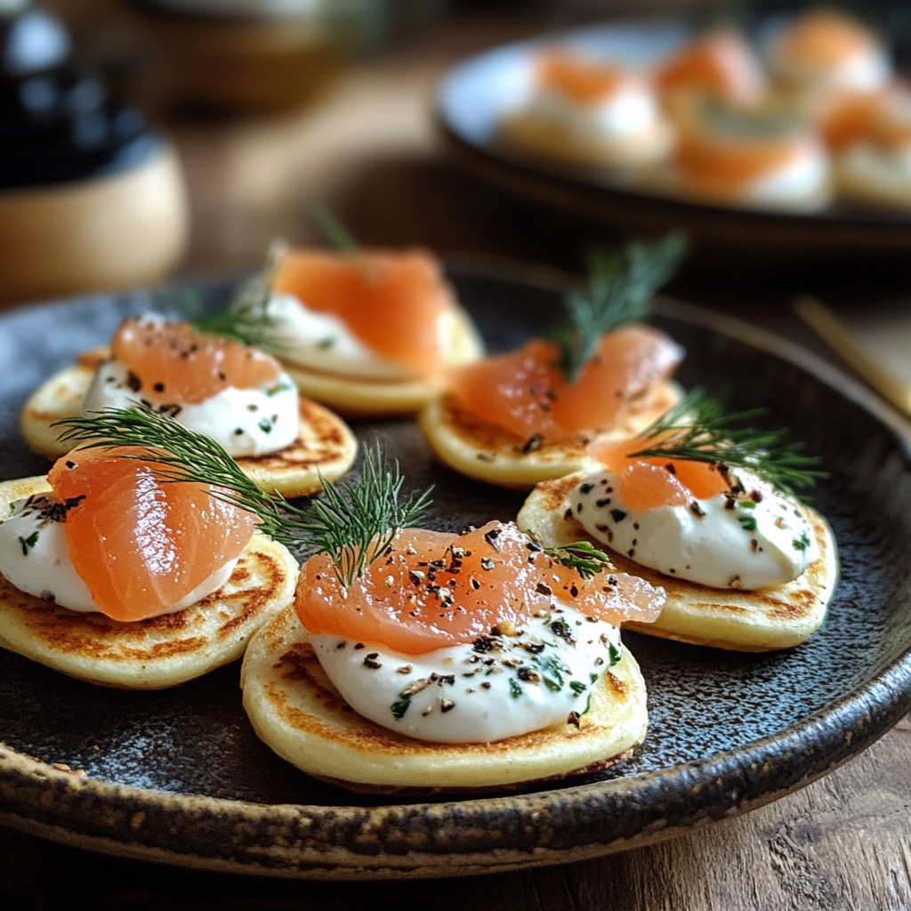 SMOKED SALMON / 12 BLINIS / CARDAMOM CREAM WITH LEMON