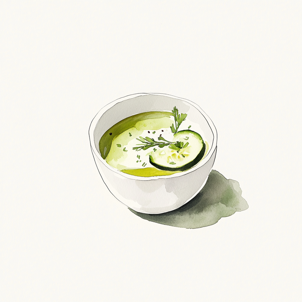 CUCUMBER GAZPACHO / FRESH GOAT CHEESE / CHIVES