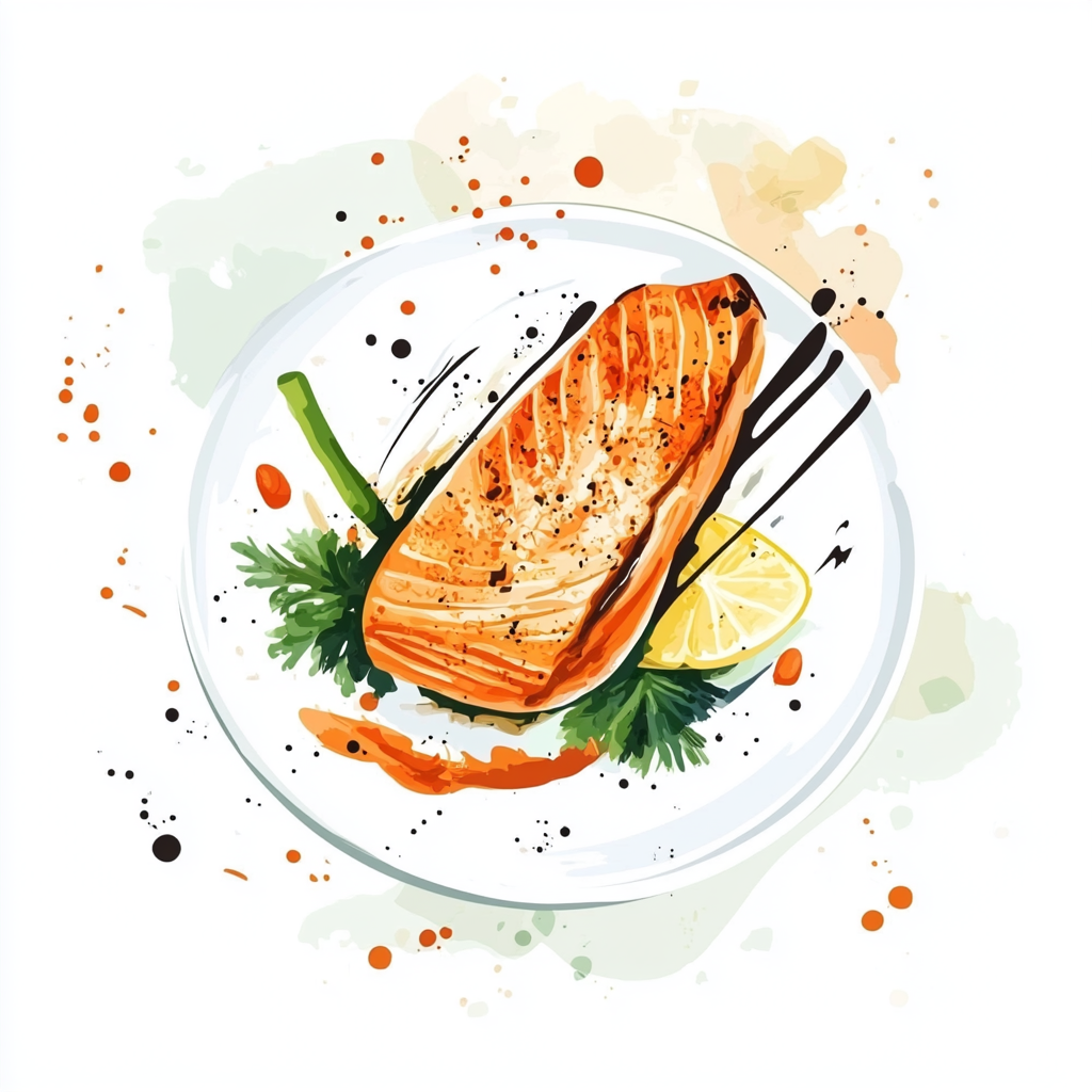 3 - 6P GRILLED SALMON STEAK WITH LEMON, GLAZED SAUCE, CARROTS WITH SHALLOTS, SPICES SOBA NOODLES