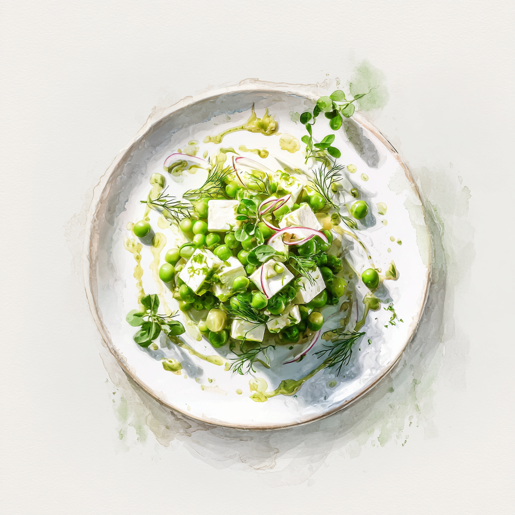 4 - 9E SALADE DE PETITS POIS / FETA / OIGNONS / WASABI