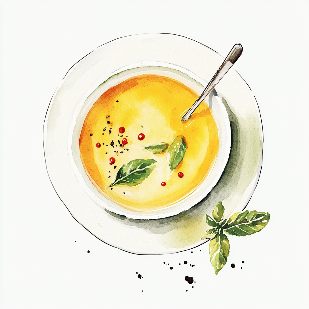 4 - 10E VELOUTE OF YELLOW PEPPER AND BASIL