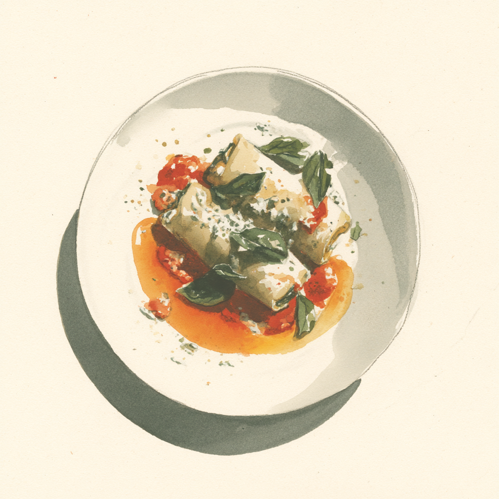 4 - 13P CANNELLONI MET RICOTTA EN SPINAZIE, SALSA IN BIANCO
