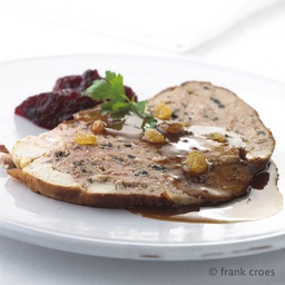 [9781 - 80 / FTK] TURDUCKEN (TURKEY, DUCK, CHICKEN) / TRUFFELVULLING / LICHTROMIGE SAUS (1 pers.)