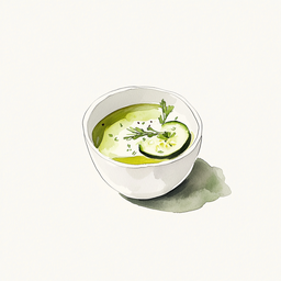 [7382 - 80 / FTK] CUCUMBER GAZPACHO / FRESH GOAT CHEESE / CHIVES