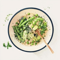 [525109 - 92 / FTK] 1 - 9E QUINOA SALAD / GREEN ASPARAGUS / EDAMAME / SESAME